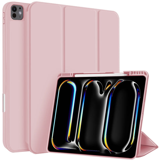 For iPad Pro 13 2024 3-fold TPU Smart Leather Tablet Case with Pen Slot(Pink) - iPad Pro 13 2024 Cases by buy2fix | Online Shopping UK | buy2fix