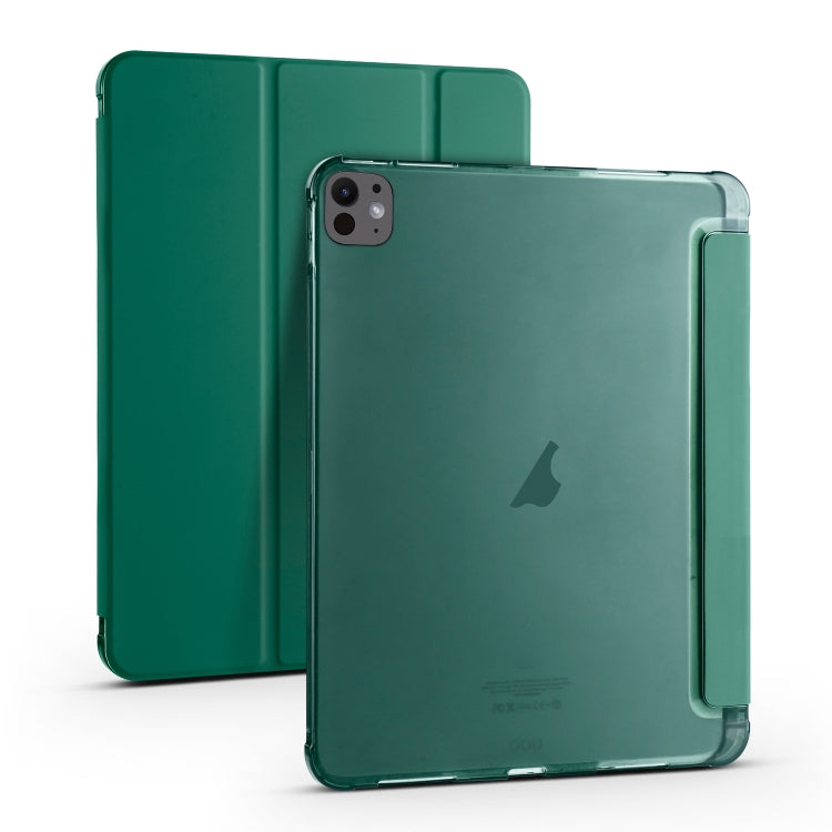 For iPad Pro 13 2024 3-fold TPU Leather Smart Tablet Case with Pen Slot(Pine Green) - iPad Pro 13 2024 Cases by buy2fix | Online Shopping UK | buy2fix