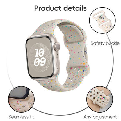 For Apple Watch SE 2023 44mm Hole Style Butterfly Buckle Camouflage Silicone Watch Band(Starlight Color) - Watch Bands by buy2fix | Online Shopping UK | buy2fix