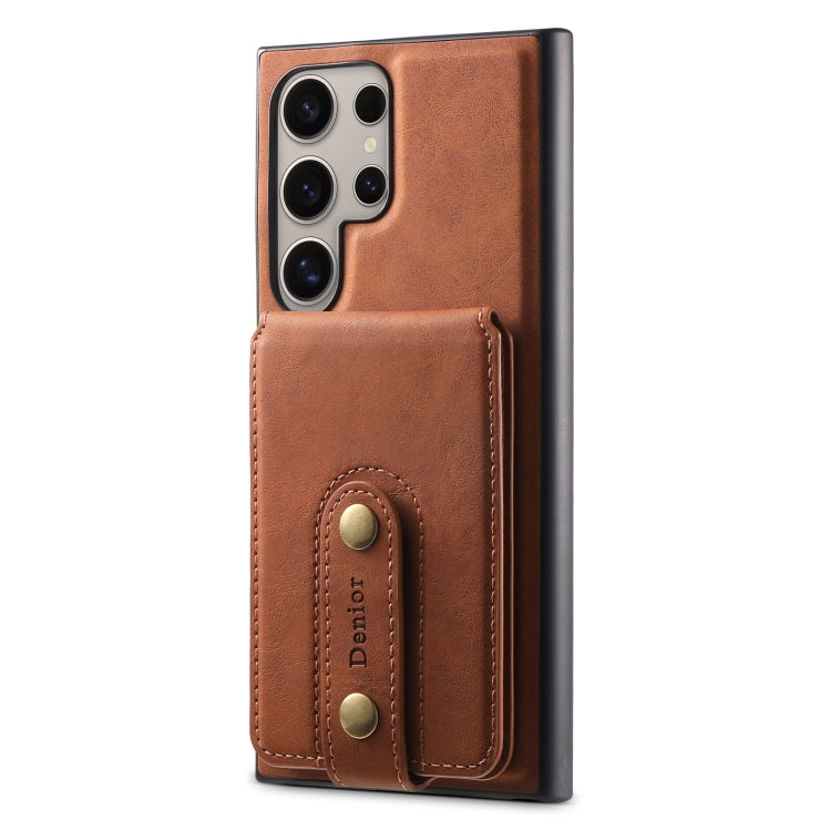 For Samsung Galaxy S23 Ultra 5G Denior D14 NK Retro Pattern MagSafe Magnetic Card Holder Leather Phone Case(Brown) - Galaxy S23 Ultra 5G Cases by Denior | Online Shopping UK | buy2fix