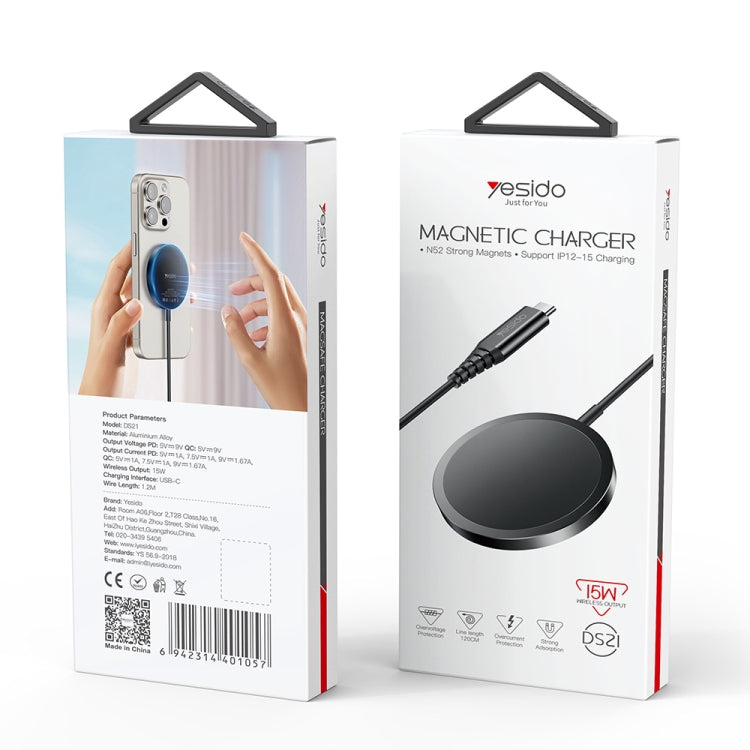 Yesido DS21 15W Detachable Magnetic Wireless Charger(Black) - Wireless Charger by Yesido | Online Shopping UK | buy2fix
