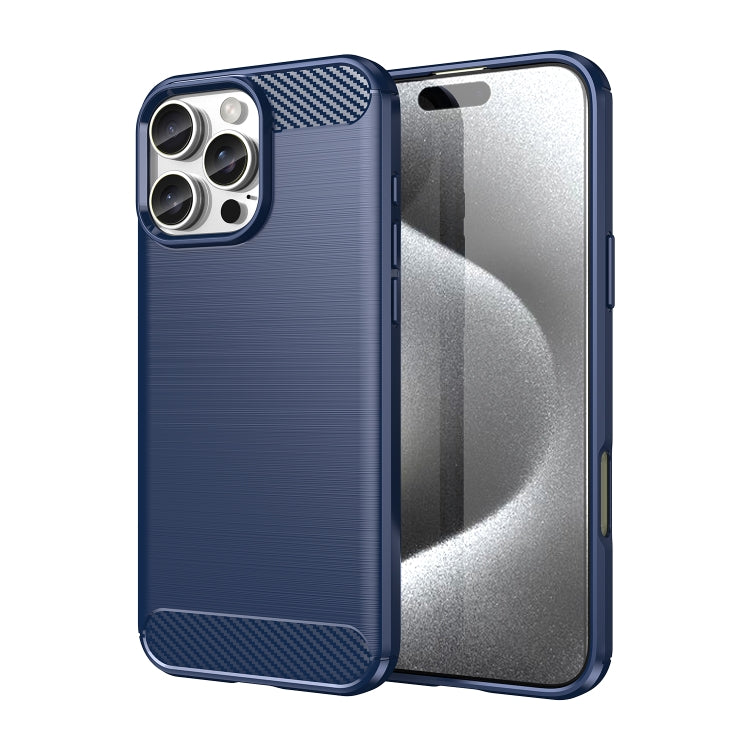 For iPhone 16 Pro Max Brushed Texture Carbon Fiber TPU Phone Case(Blue) - iPhone 16 Pro Max Cases by buy2fix | Online Shopping UK | buy2fix