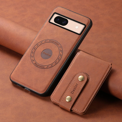 For Google Pixel 8a Denior D14 NK Retro Pattern MagSafe Magnetic Card Holder Leather Phone Case(Brown) - Google Cases by Denior | Online Shopping UK | buy2fix