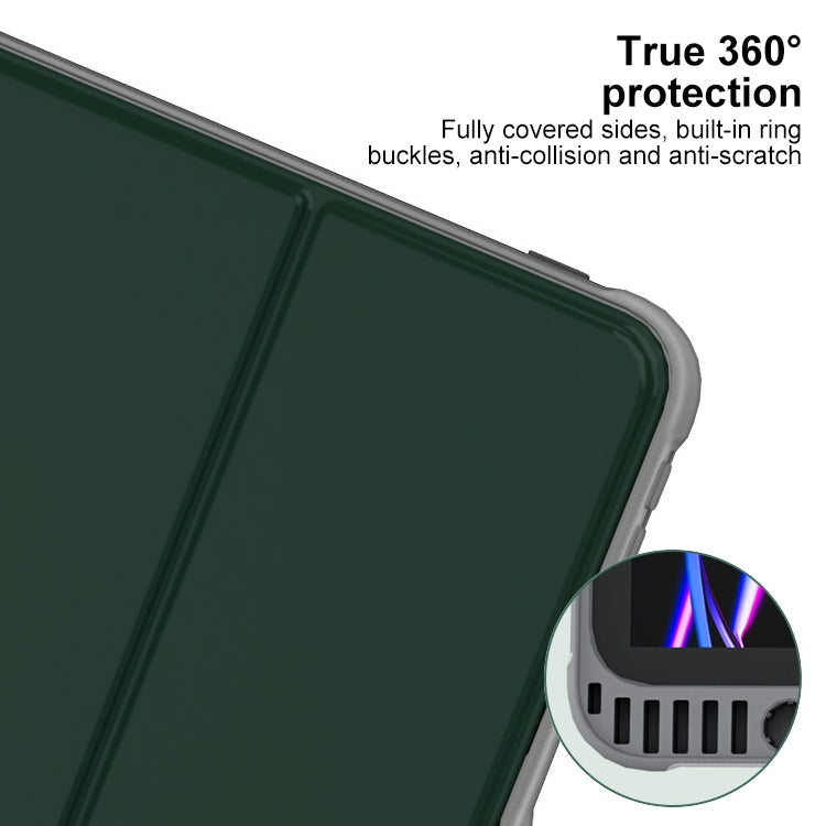 For iPad Air 13 2024 Mutural PC Hybrid TPU Leather Smart Tablet Case(Dark Green) - iPad Air 13 2024 Cases by Mutural | Online Shopping UK | buy2fix