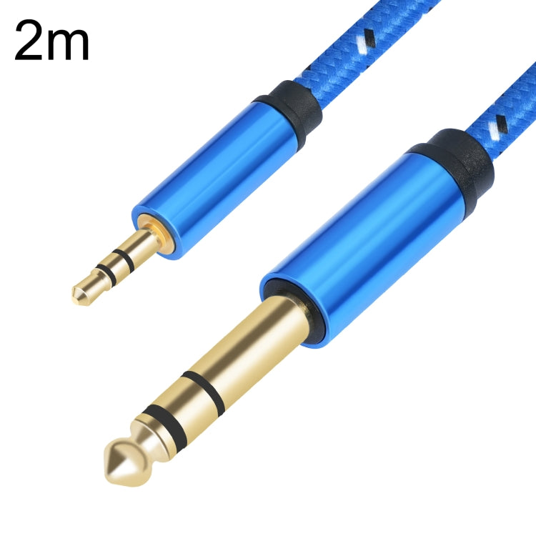 3662-3662BK 3.5mm Male to 6.35mm Male Stereo Amplifier Audio Cable, Length:2m(Blue) - Microphone Audio Cable & Connector by buy2fix | Online Shopping UK | buy2fix