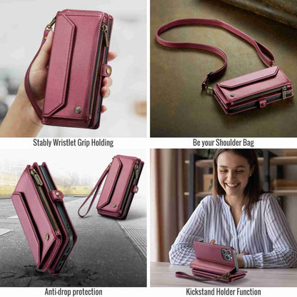 For iPhone 13 Pro CaseMe C36 Card Slots Zipper Wallet RFID Anti-theft Leather Phone Case(Wine Red) - iPhone 13 Pro Cases by CaseMe | Online Shopping UK | buy2fix