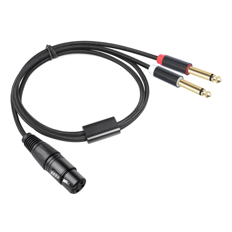 2020Y63 XLR Female to Dual 6.35mm 1/4 TRS Male Y-type Audio Cable, Length:3m(Black) - Microphone Audio Cable & Connector by buy2fix | Online Shopping UK | buy2fix