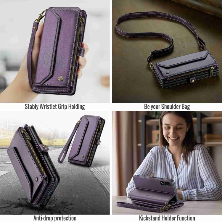 For Samsung Galaxy A30s / A50s / A50 CaseMe C36 Card Slots Zipper Wallet RFID Anti-theft Leather Phone Case(Purple) - Galaxy Phone Cases by CaseMe | Online Shopping UK | buy2fix