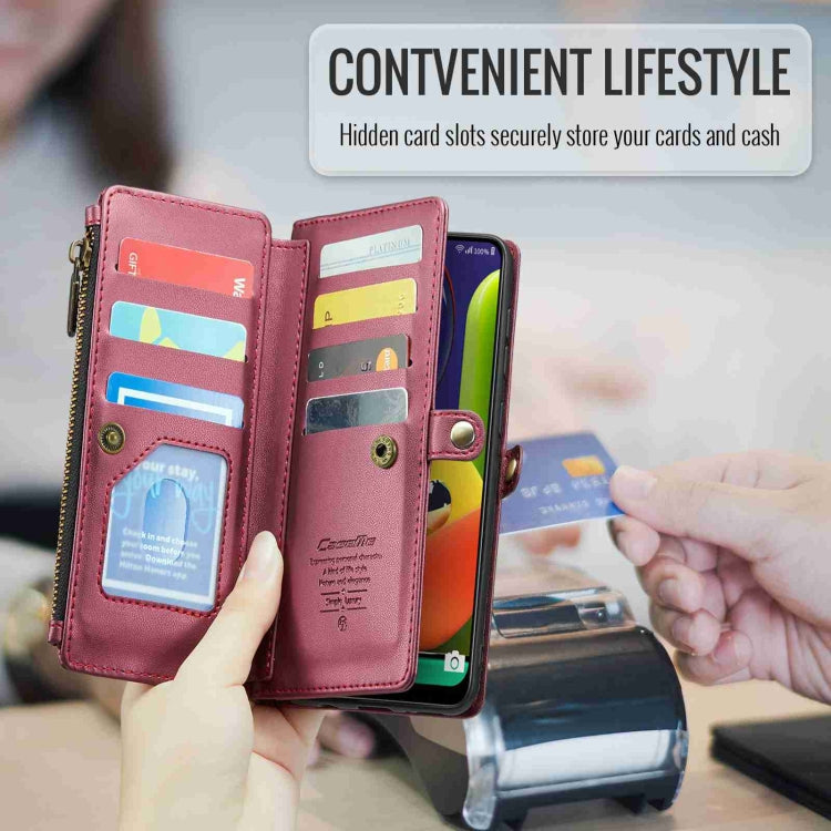 For Samsung Galaxy A30s / A50s / A50 CaseMe C36 Card Slots Zipper Wallet RFID Anti-theft Leather Phone Case(Wine Red) - Galaxy Phone Cases by CaseMe | Online Shopping UK | buy2fix