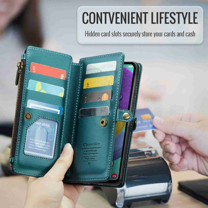 For Samsung Galaxy A51 4G CaseMe C36 Card Slots Zipper Wallet RFID Anti-theft Leather Phone Case(Blue-green) - Galaxy Phone Cases by CaseMe | Online Shopping UK | buy2fix