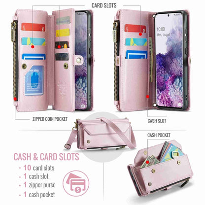 For Samsung Galaxy S20+ CaseMe C36 Card Slots Zipper Wallet RFID Anti-theft Leather Phone Case(Pink) - Galaxy Phone Cases by CaseMe | Online Shopping UK | buy2fix