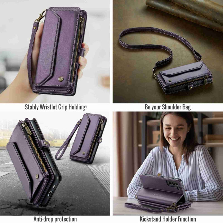 For Samsung Galaxy S21 5G CaseMe C36 Card Slots Zipper Wallet RFID Anti-theft Leather Phone Case(Purple) - Galaxy S21 5G Cases by CaseMe | Online Shopping UK | buy2fix