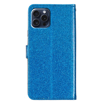 For iPhone 16 Pro Glitter Powder Flip Leather Phone Case(Blue) - iPhone 16 Pro Cases by buy2fix | Online Shopping UK | buy2fix