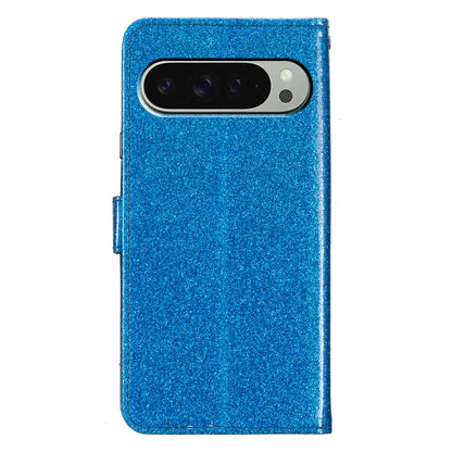 For Google Pixel 9 / 9 Pro Glitter Powder Flip Leather Phone Case(Blue) - Google Cases by buy2fix | Online Shopping UK | buy2fix