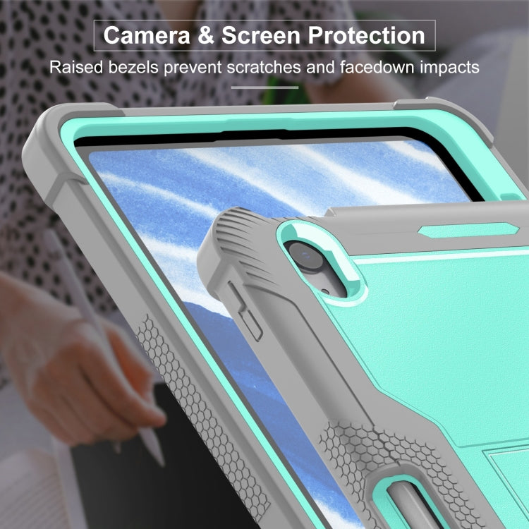 For iPad Air 11 2024 / Air 2022 10.9 Shockproof Silicone Hybrid PC Tablet Case with Holder(Mint Green + Grey) - iPad Air 11 2024 Cases by buy2fix | Online Shopping UK | buy2fix