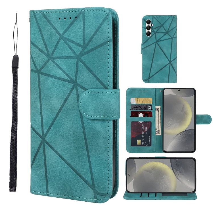 For Samsung Galaxy S24+ / S25+ 5G Skin Feel Geometric Lines Leather Phone Case(Green) - Galaxy S24+ 5G Cases by buy2fix | Online Shopping UK | buy2fix