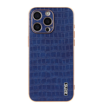 For iPhone 15 Pro Max AZNS Electroplated Frame Crocodile Texture Full Coverage Phone Case(Blue) - iPhone 15 Pro Max Cases by AZNS | Online Shopping UK | buy2fix