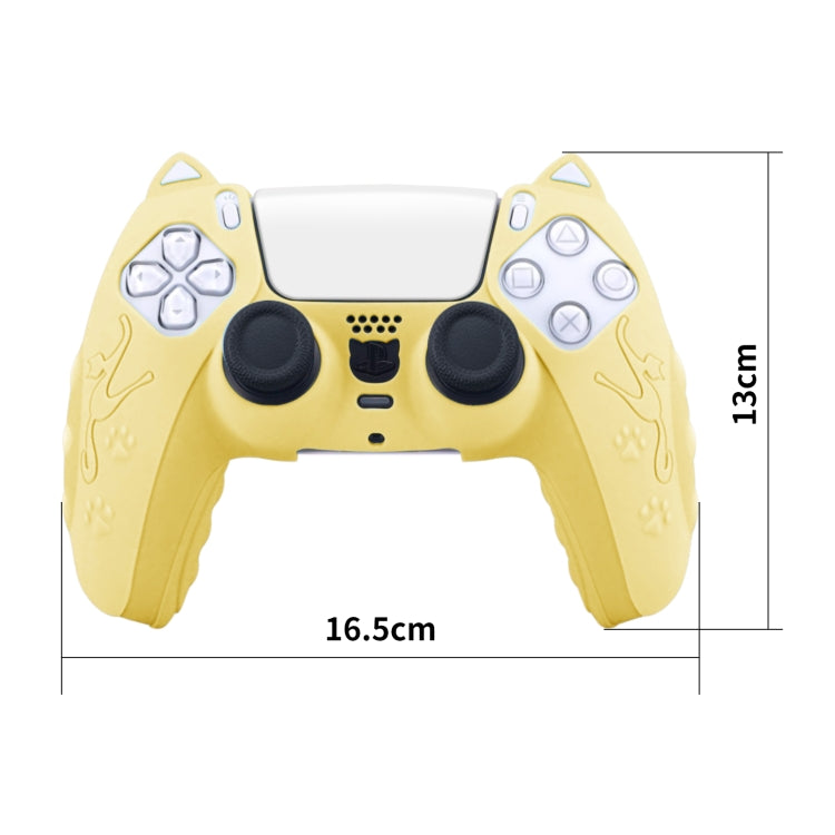 For Sony PS5 Cat Ear Shape Gamepad Silicone Protective Case(Yellow) - Cases by buy2fix | Online Shopping UK | buy2fix