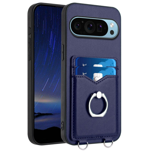 For Google Pixel 9 / 9 Pro R20 Ring Card Holder Phone Case(Blue) - Google Cases by buy2fix | Online Shopping UK | buy2fix