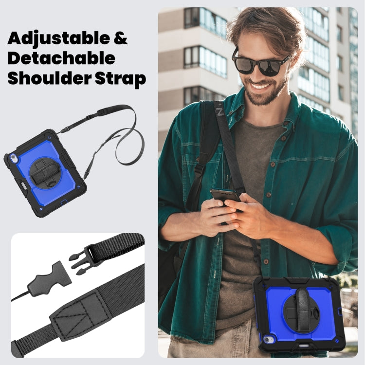 For iPad Air 11 2024 Silicone Hybrid PC Tablet Case with Shoulder Strap(Dark Blue + Black) - iPad Air 11 2024 Cases by buy2fix | Online Shopping UK | buy2fix