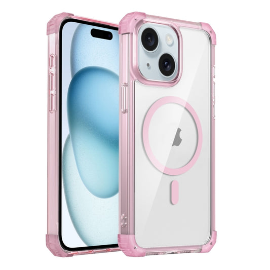 For iPhone 15 Plus Transparent MagSafe Magnetic Phone Case(Pink) - iPhone 15 Plus Cases by buy2fix | Online Shopping UK | buy2fix