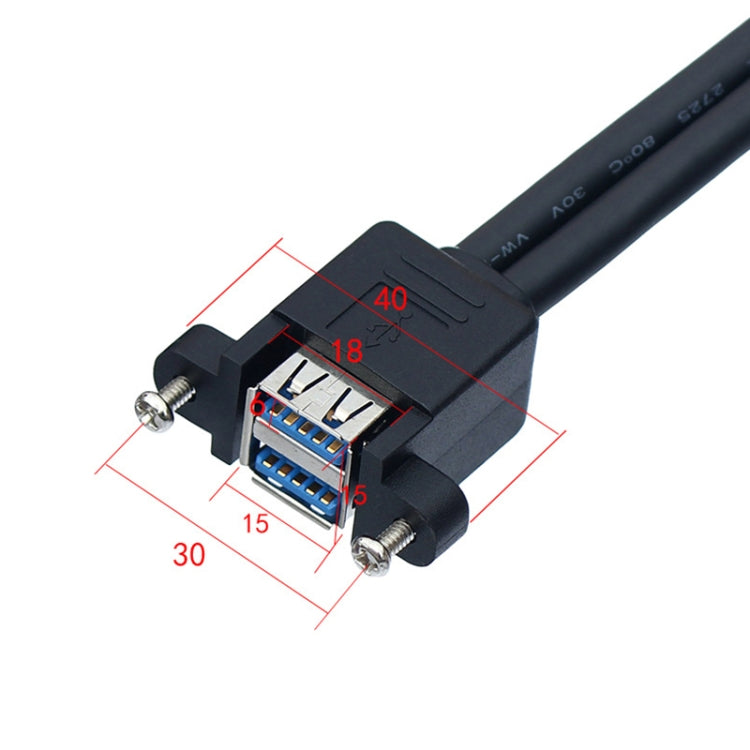 Double USB 3.0 with Fixed Screw Hole to 20 Pin Elbow Extension Cable, Length:0.5m(Black) - USB 3.0 by buy2fix | Online Shopping UK | buy2fix