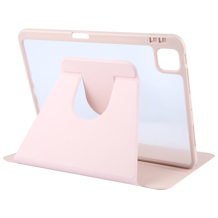 For iPad Air 13 2025 / 2024 GEBEI Acrylic TPU 3-folding Rotating Smart Tablet Leather Case withh Pen Slot(Pink) - iPad Air 13 2025 / 2024 Cases by GEBEI | Online Shopping UK | buy2fix