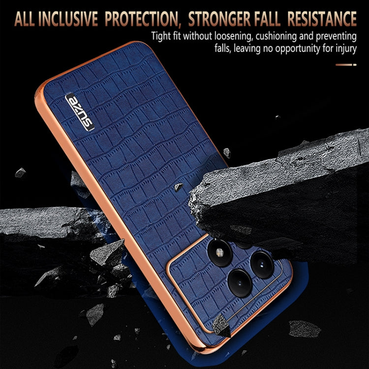 For Redmi K70 / K70 Pro AZNS Electroplated Frame Crocodile Texture Full Coverage Phone Case(Black) - K70 Cases by AZNS | Online Shopping UK | buy2fix