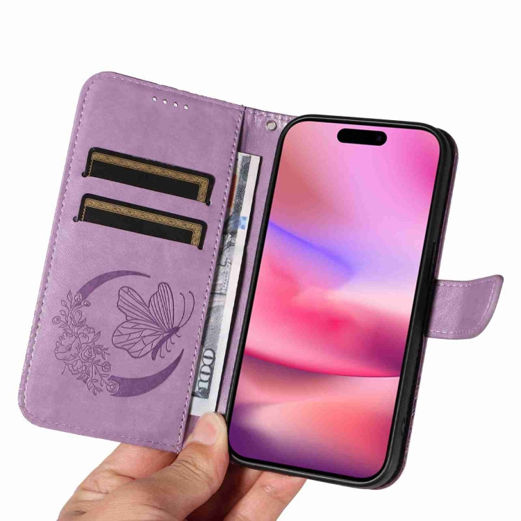 For iPhone 16 Swallowtail Butterfly Embossed Leather Phone Case(Purple) - iPhone 16 Cases by buy2fix | Online Shopping UK | buy2fix