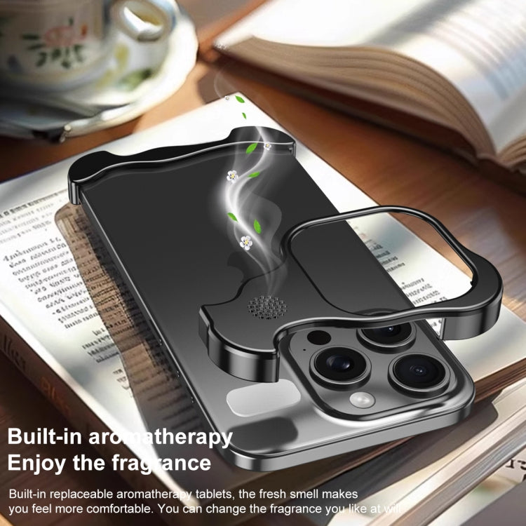 For iPhone 14 Pro Aromatherapy Alloy Frameless Phone Case(Black) - iPhone 14 Pro Cases by buy2fix | Online Shopping UK | buy2fix