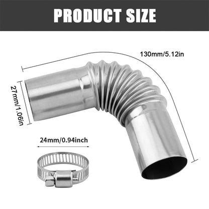 Car Parking Heater 13cm Elbow Stainless Steel Threaded Exhaust Tube Connector(Silver) - Engine Fittings by buy2fix | Online Shopping UK | buy2fix