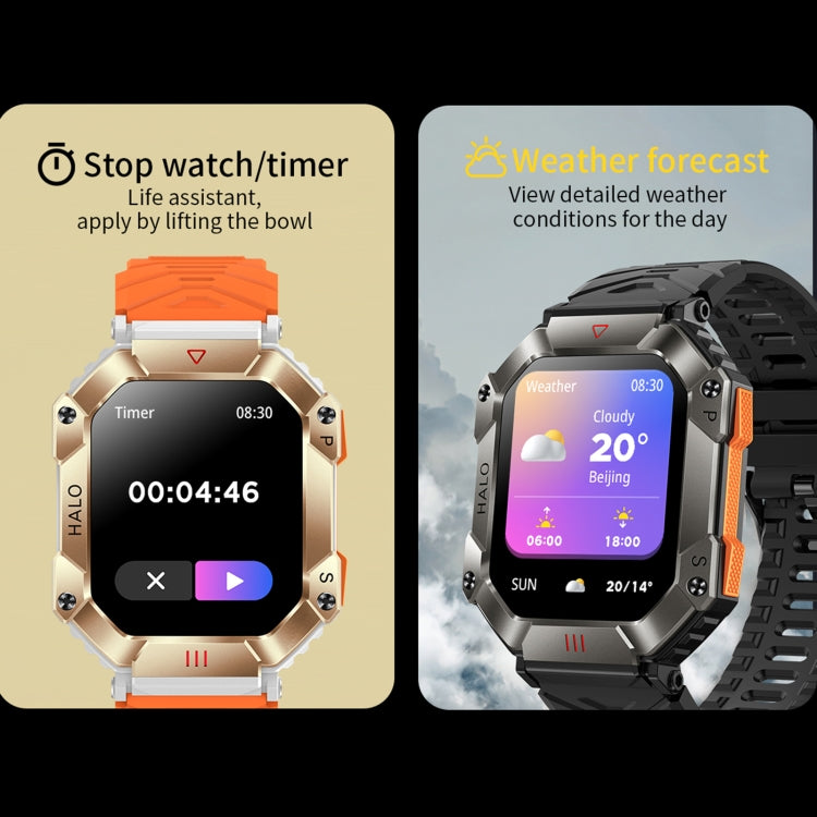 LEMFO KR80 2.0 inch BT5.1 IP67 Sport Smart Watch, Support Bluetooth Call / Sleep / Blood Oxygen / Heart Rate / Blood Pressure Health Monitor(White+Orange) - Smart Watches by LEMFO | Online Shopping UK | buy2fix