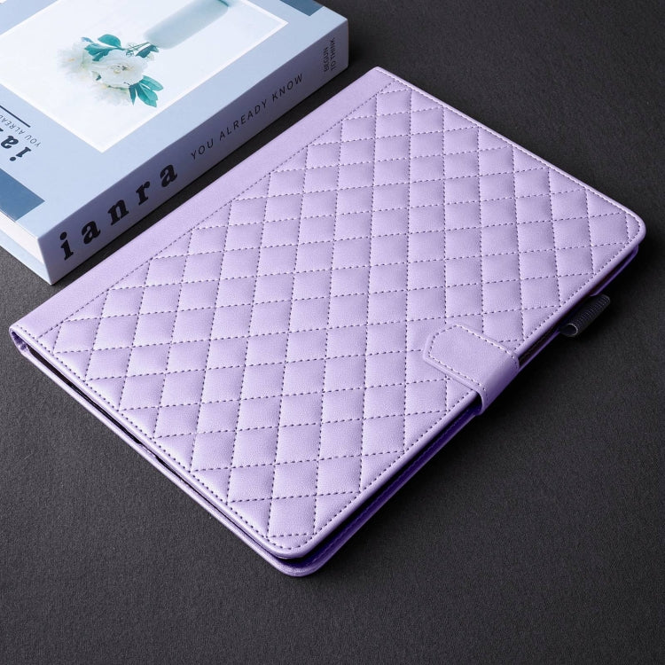 For Samsung Galaxy Tab S9 FE+ / S9+ Rhombus Lattice Leather Tablet Case(Purple) - Galaxy Tab S9 FE+ by buy2fix | Online Shopping UK | buy2fix