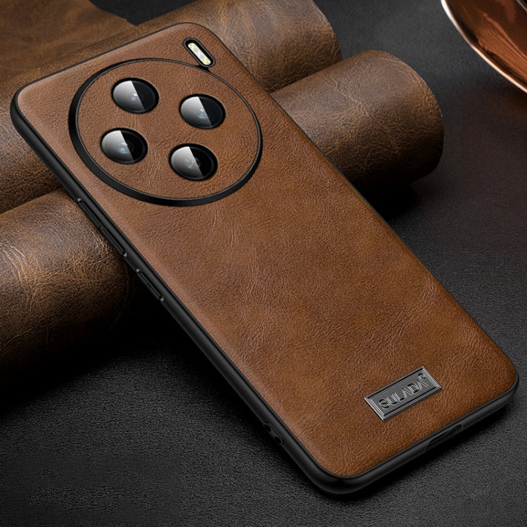 For vivo X100 SULADA Shockproof TPU + Handmade Leather Phone Case(Brown) - vivo Cases by SULADA | Online Shopping UK | buy2fix