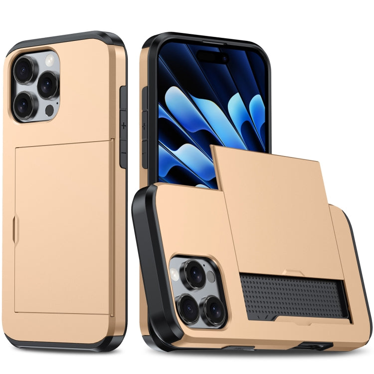 For iPhone 16 Pro Shockproof Armor Phone Case with Card Slot(Gold) - iPhone 16 Pro Cases by buy2fix | Online Shopping UK | buy2fix