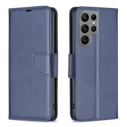 For Samsung Galaxy S25 Ultra 5G Lambskin Texture Pure Color Flip Leather Phone Case(Blue) - Galaxy S25 Ultra 5G Cases by buy2fix | Online Shopping UK | buy2fix