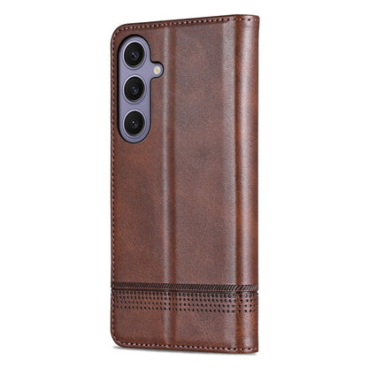 For Samsung Galaxy S25 5G AZNS Magnetic Calf Texture Flip Leather Phone Case(Dark Brown) - Galaxy S25 5G Cases by AZNS | Online Shopping UK | buy2fix