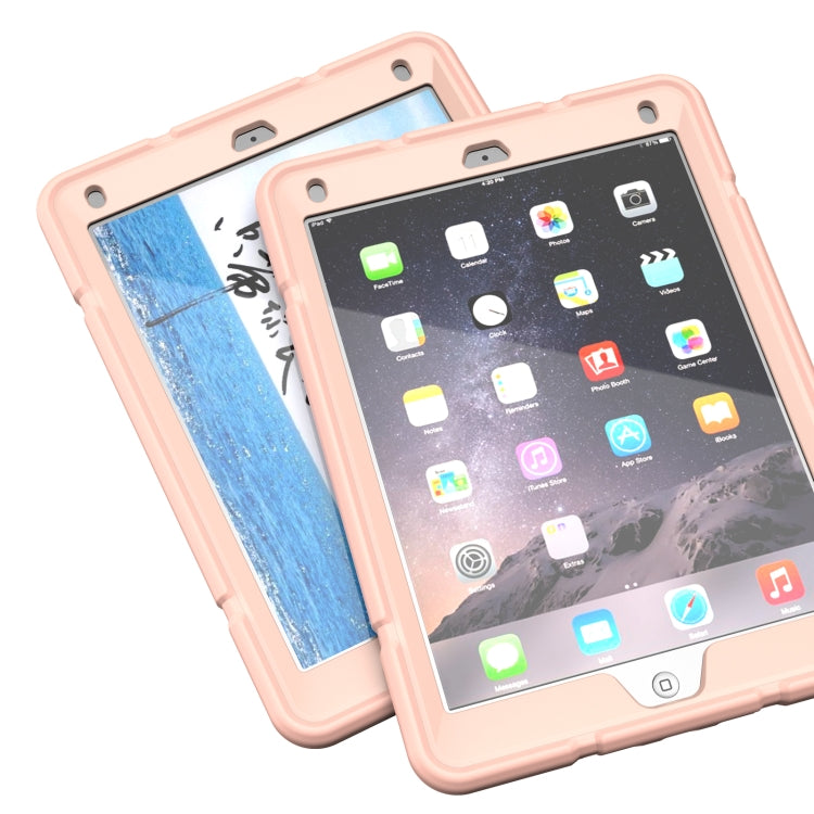 For iPad 9.7 2018 / Air / Air 2 Armor Holder Silicone Hybrid PC Tablet Case(Rose Gold) - iPad 9.7 (2018) & (2017) Cases by buy2fix | Online Shopping UK | buy2fix