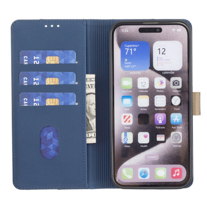 For iPhone 16 Pro Max Color Matching RFID Anti-theft Leather Phone Case(Blue) - iPhone 16 Pro Max Cases by buy2fix | Online Shopping UK | buy2fix