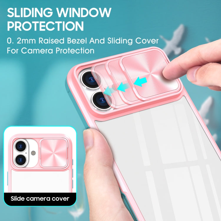 For iPhone 16 Pro Max Sliding Camshield Acrylic Hybrid TPU Phone Case(Pink Cyan) - iPhone 16 Pro Max Cases by buy2fix | Online Shopping UK | buy2fix