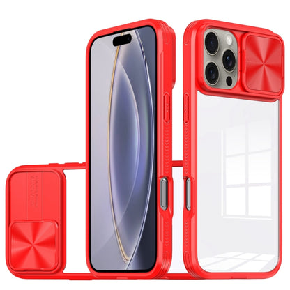 For iPhone 16 Pro Max Sliding Camshield Acrylic Hybrid TPU Phone Case(Red) - iPhone 16 Pro Max Cases by buy2fix | Online Shopping UK | buy2fix