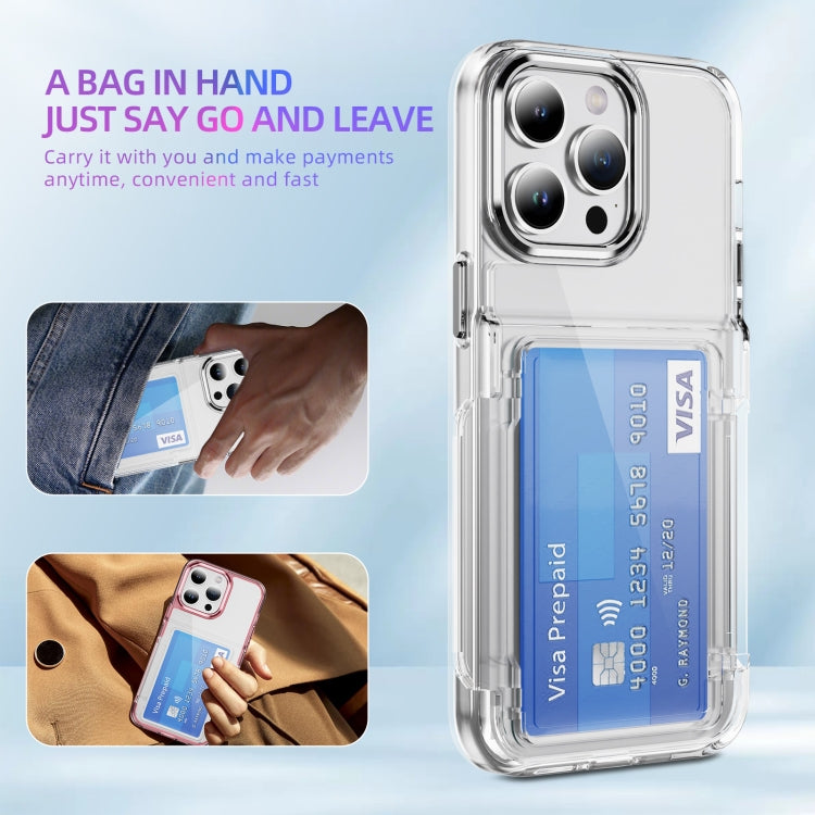 For iPhone 16 Pro Card Holder Acrylic Hybrid TPU Phone Case(Transparent) - iPhone 16 Pro Cases by buy2fix | Online Shopping UK | buy2fix