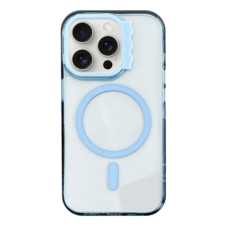 For iPhone 15 Pro MagSafe Colorful Wavy Circle PC Hybrid TPU Phone Case(Blue) - iPhone 15 Pro Cases by buy2fix | Online Shopping UK | buy2fix