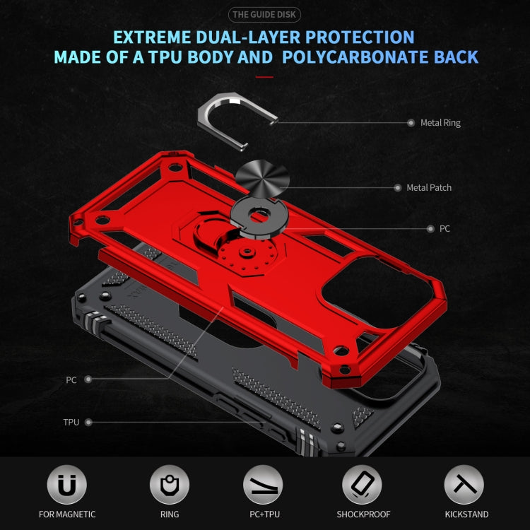 For iPhone 16 Pro Shockproof TPU Hybrid PC Phone Case with Holder(Red) - iPhone 16 Pro Cases by buy2fix | Online Shopping UK | buy2fix