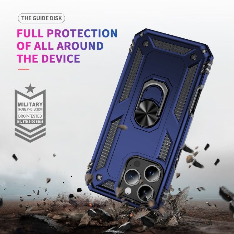 For iPhone 16 Pro Shockproof TPU Hybrid PC Phone Case with Holder(Blue) - iPhone 16 Pro Cases by buy2fix | Online Shopping UK | buy2fix