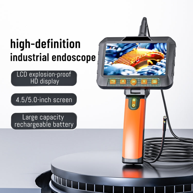 T27 5 inch IPS Color Screen 8mm Single Camera Handheld Hard Cable HD Industrial Endoscope, Length:2m(Orange Black) -  by buy2fix | Online Shopping UK | buy2fix