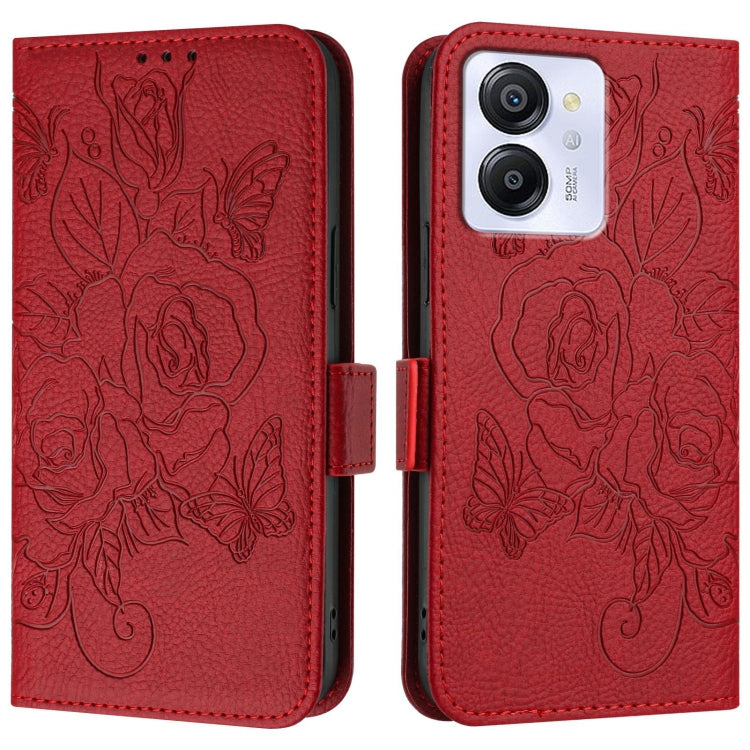 For Blackview Color 8 / Oscal Modern 8 Embossed Rose RFID Anti-theft Leather Phone Case(Red) - More Brand by buy2fix | Online Shopping UK | buy2fix