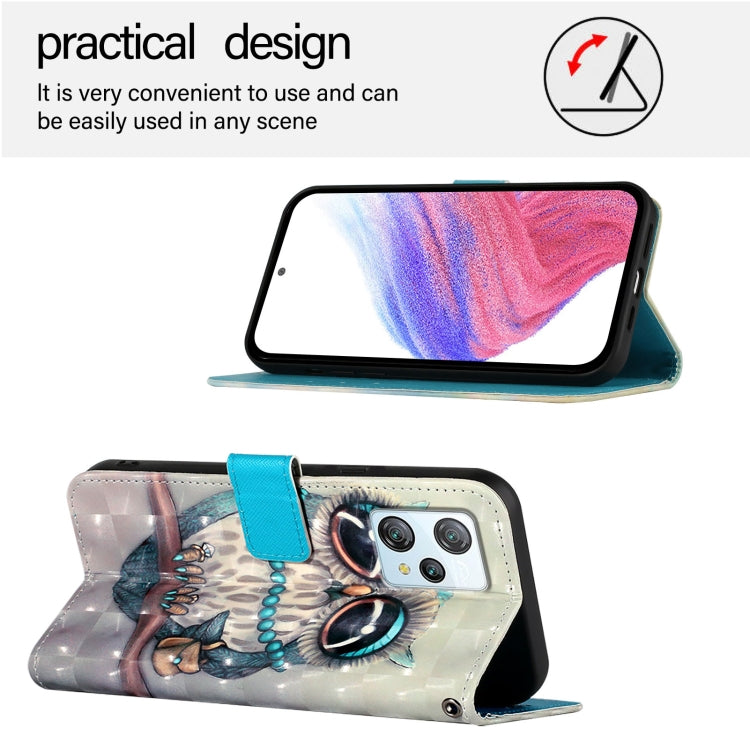 For Blackview A53 3D Painting Horizontal Flip Leather Phone Case(Grey Owl) - More Brand by buy2fix | Online Shopping UK | buy2fix