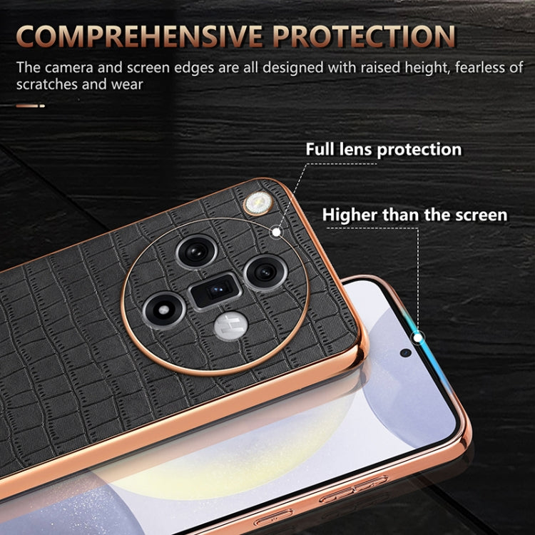 For OPPO Find X7 AZNS Electroplated Frame Crocodile Texture Full Coverage Phone Case(White) - OPPO Cases by AZNS | Online Shopping UK | buy2fix