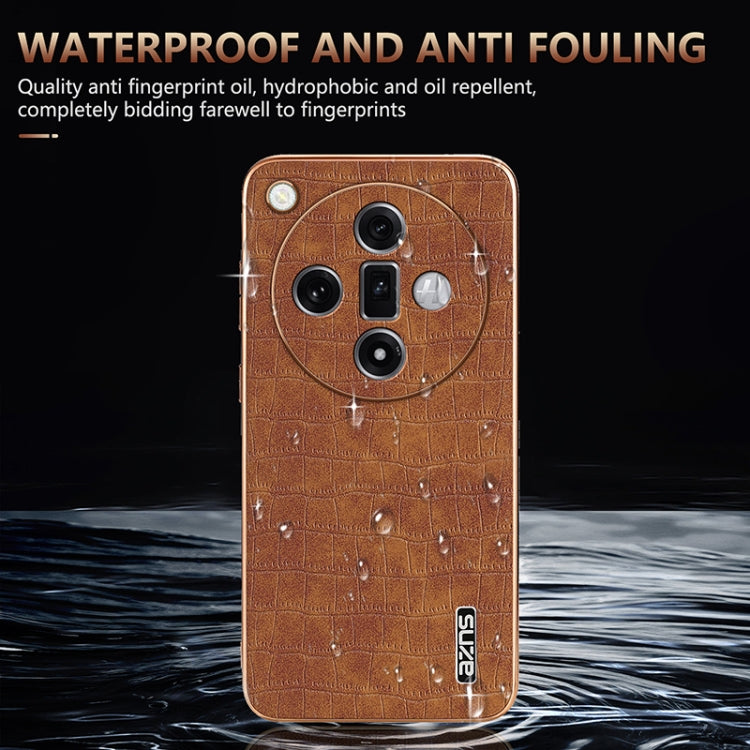 For OPPO Find X7 Ultra AZNS Electroplated Frame Crocodile Texture Full Coverage Phone Case(Black) - Find X7 Ultra Cases by AZNS | Online Shopping UK | buy2fix